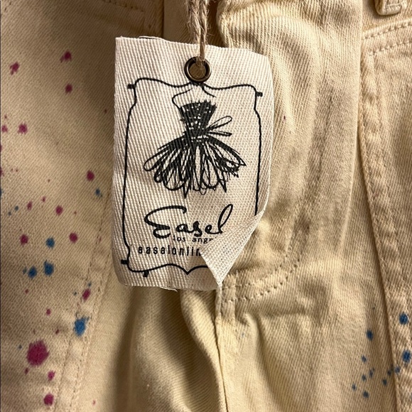 Easel Los Angeles Cream Paint Splatter Pants Small - Picture 4 of 7